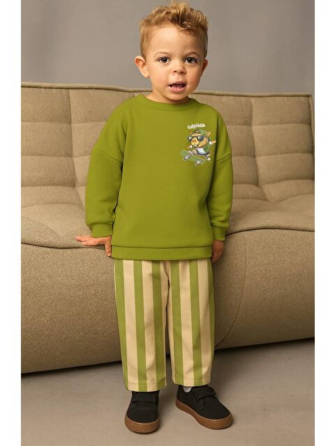 Monila Erkek Çocuk Baskılı 3 İplik Kumaş Jogger Pantolonlu Altüst Takım - S000515559-18194