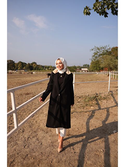 Comstar Kadın Yaka Kürk Detaylı Kışlık Kaşe Kaban - S000285214-19351