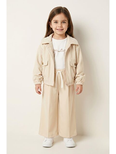 MİNİNİO Kız Çocuk Montlu 3'Lü Takım  - Bej - S000515066-19928