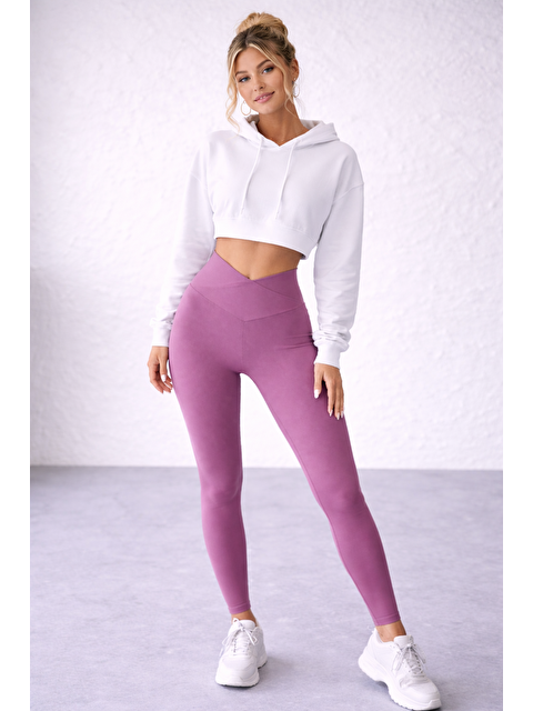 Formo Kadın Ekstra Yüksek Çapraz Kemer Bel Dalgıç Kumaş Esnek Spor Rahat Günlük Tayt