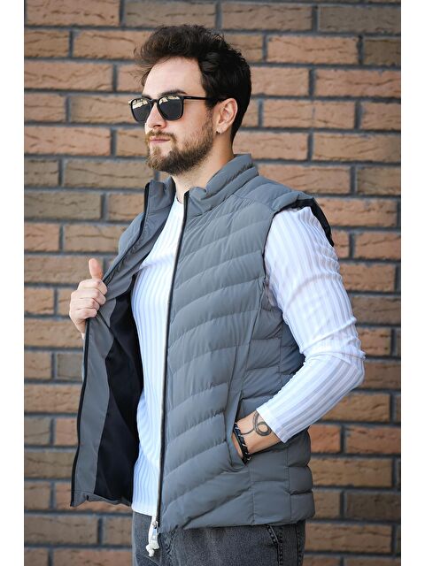 Oksit Faxy Cepli Dik Yaka Nova Parlak Kumaş Erkek Şişme Yelek - S000437730-29666