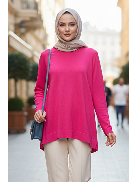 Nuss Basic Triko Tunik 902 Fuşya - S000473131-18686