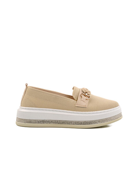 Ayakmod Bej Hafif Keten Kadın Casual Ayakkabı 261195 Z - S000360311-19927