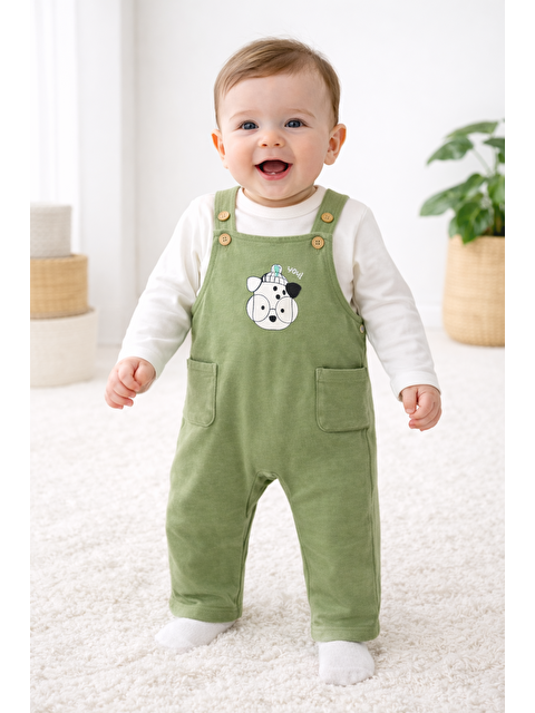 Harika Kids Erkek Bebek %100 Pamuk Baskılı Salopet Bebek Takımı - S000530844-18194