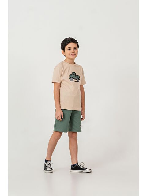 Mışıl Kids Üst Ön Orta Baskılı Alt Sol Bacak Baskılı Erkek Çocuk Şort - Tişört Takımı - S000513772-18194
