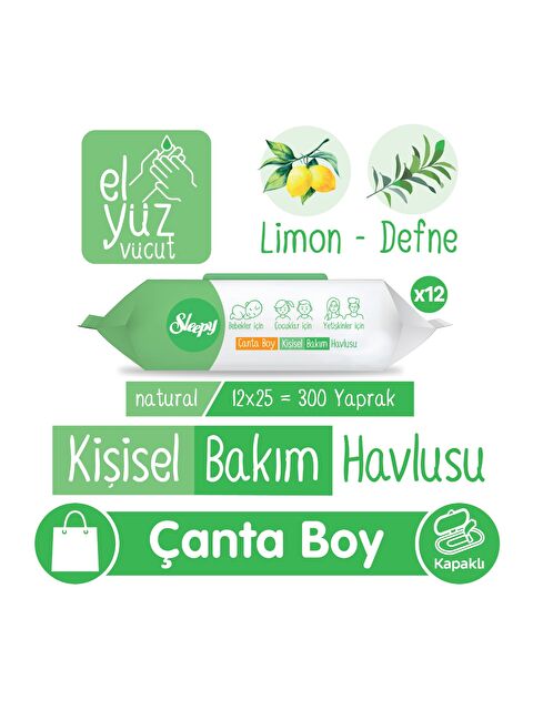 Sleepy Natural Kişisel Bakım Havlusu Çanta Boy 12x25 (300 Yaprak)