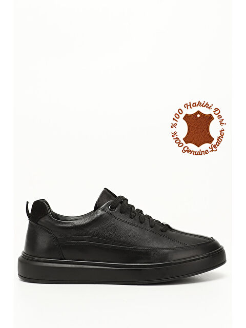 GÖNDERİ(R) ZÜMRÜT-SİYAH  Platinum Hakiki Deri Bağcıklı Erkek Günlük Sneaker 31640 - S000276040-6349