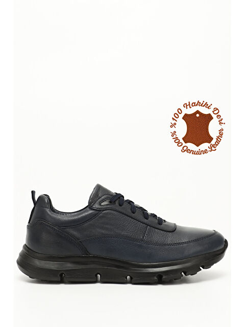 GÖNDERİ(R) İNDİGO LACİVERT  Platinum Hakiki Deri Bağcıklı Erkek Günlük Sneaker 31540 - S000276041-3676