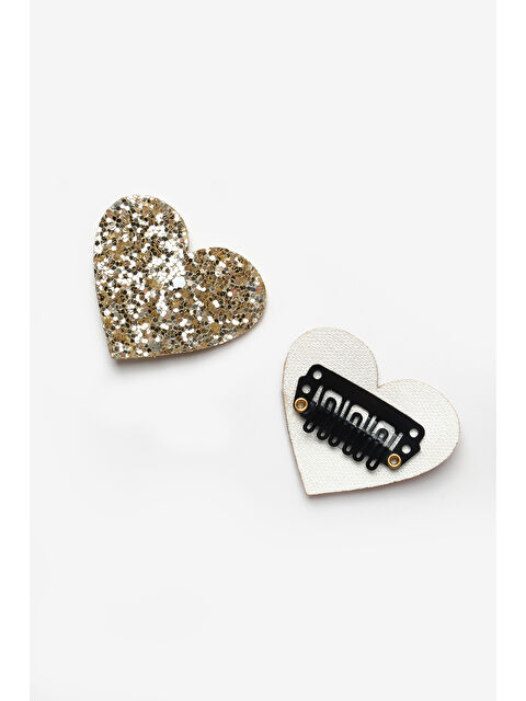 Le Mabelle Altın Simli Kalp Figürlü 2'li Saçsız Bebek Tokası - S000446337-20076