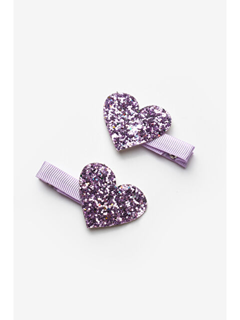 Le Mabelle Lila Simli Kalp Figürlü 2'li Kız Çocuk Klips Toka - S000446750-17878