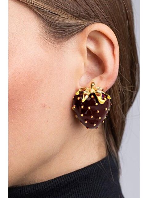 New Obsessions Bordo Çilek Küpe - S000333620-19951