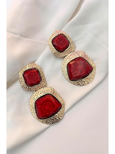 New Obsessions Kare Bordo Sallantılı Kadın Küpe - S000333619-19951