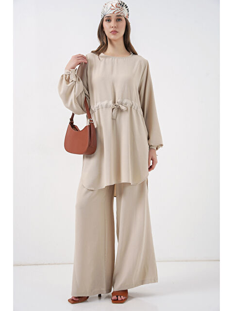 Bigdart Kadın Uzun Tunik Pantolon İkili Takım 6719 - Krem - S000505458-19966
