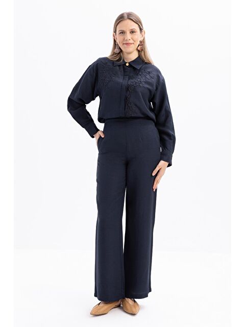 ALLDAY İndigo-Bol Paça Keten Pantolon - S000399231-23093