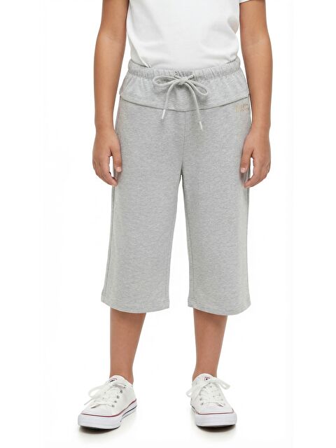 Toontoykids Kız Çocuk Beli Lastikli  Bağlamalı Düz Paça Baskılı Kapri 25002