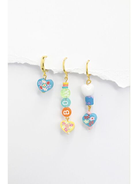 New Obsessions BOM Yazılı 3'lü Küpe Seti - S000238788-20076