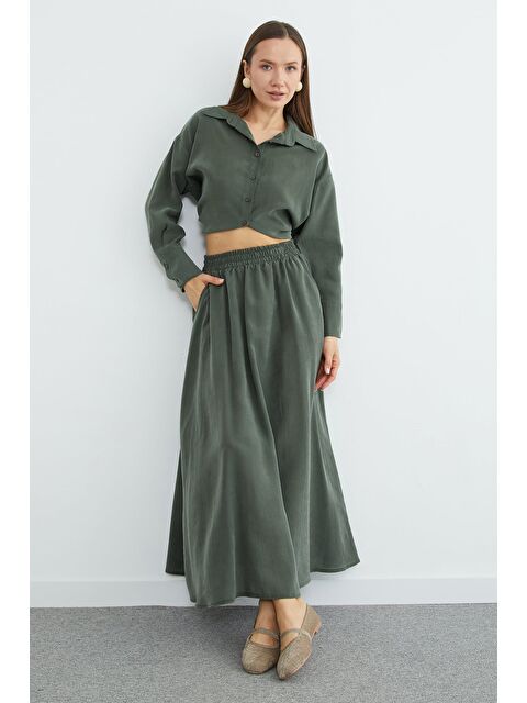 Fullamoda Beli Lastikli Cepli Maxi Boy Etek - S000508212-18547