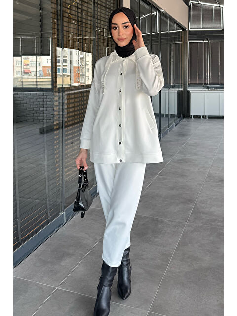 Julude Taş Detaylı Çıtçıt Detaylı Tunik Pantolon Tesettür İkili Takım - S000365153-19966