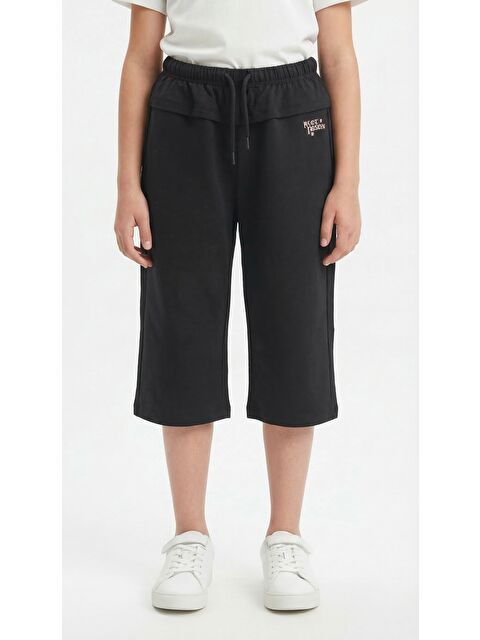 Toontoykids Kız Çocuk Beli Lastikli Bağlamalı Düz Paça Baskılı Kapri 25002