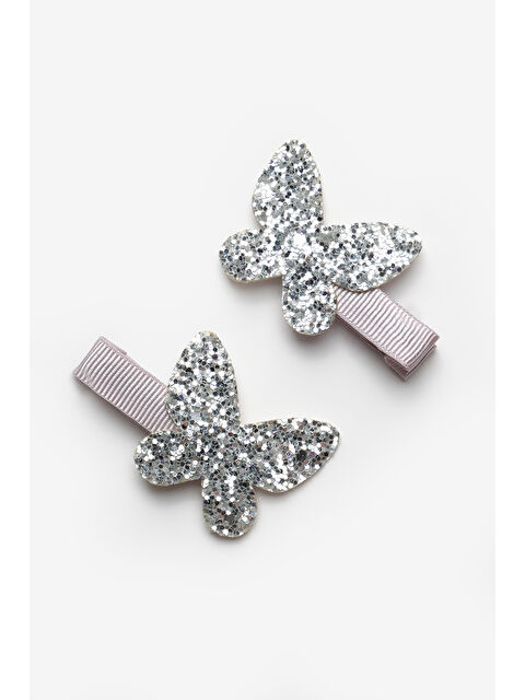 Le Mabelle Gümüş Simli Kelebek Figürlü 2'li Kız Çocuk Klips Toka - S000446335-18105