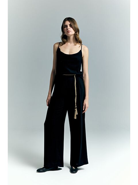 SATEEN Kemer Detaylı Pantolon - Siyah - S000531628-19351