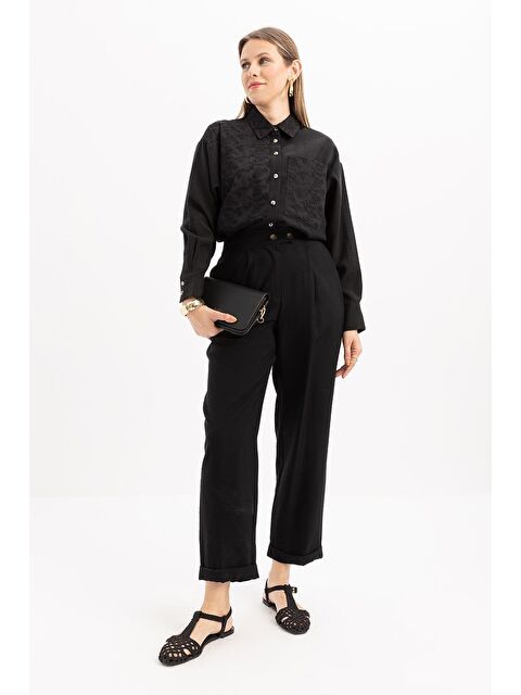 ALLDAY Siyah-Beli Lastikli Cepli Pantolon - S000501681-19351