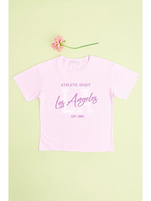 Fullamoda Los Angeles Baskılı Kız Çocuk Crop Tişört