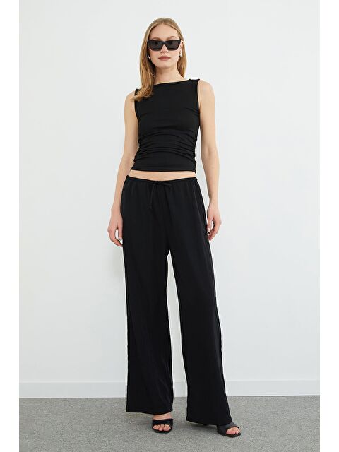 Fullamoda Beli Lastikli Bağcıklı Palazzo Pantolon