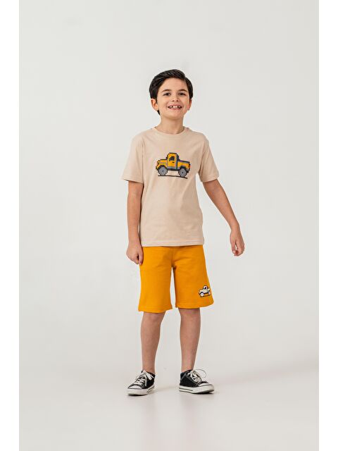 Mışıl Kids Üst Ön Orta Baskılı Alt Sol Bacak Baskılı Erkek Çocuk Şort - Tişört Takımı - S000513772-20074