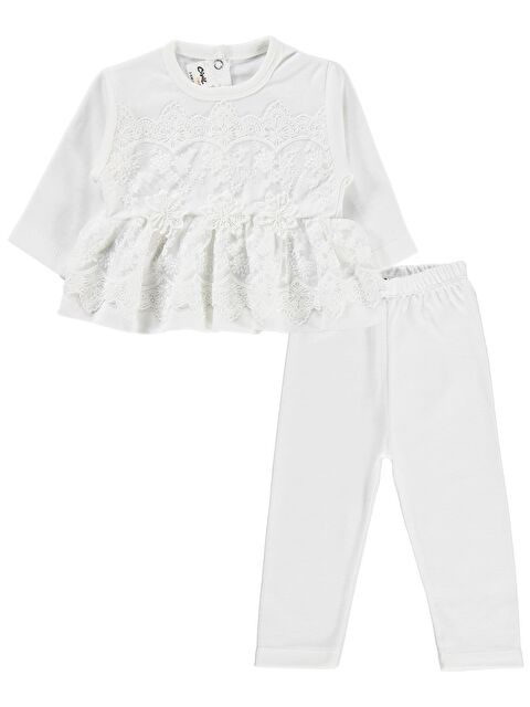 Civil Baby Fırfır Tüllü 3-12 Ay Takım - Ekru 12-18 Ay - S000494689-19965