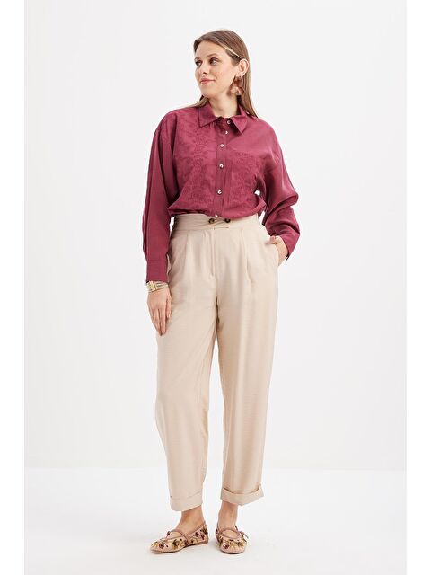 ALLDAY Bej-Beli Lastikli Cepli Pantolon - S000501681-19928