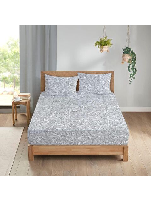 Evmila Yaprak Desen Baskılı Çift Kişilik 180x200 Çarşaf Takımı - S000124240-23173