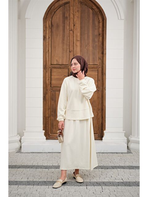 Locco Moda Kadın Etekli Takım Ekru - S000511225-19965