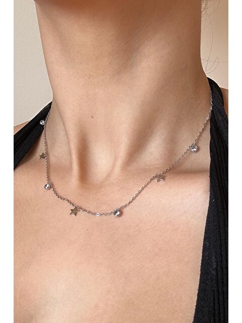 New Obsessions Yıldız ve Tektaş Detaylı Paslanmaz Çelik Kolye - S000360318-18105