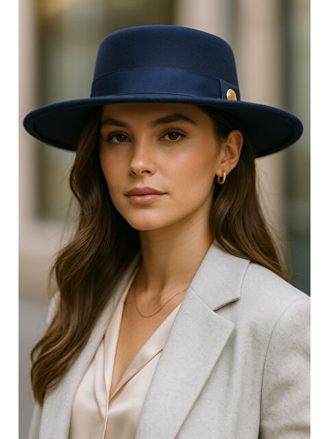 Luminos Butik Kadın Lacivert Kaşe Gondol Şapka SPK1148 - S000464961-21164
