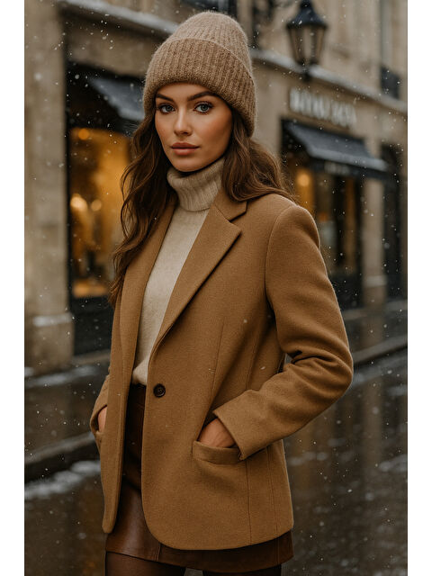 Luminos Butik Kadın Vizon Yünlü Basic Bere BERE1141 - S000465370-26429