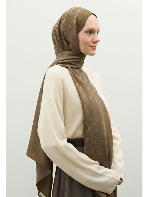 Fresh Scarfs OSLO PAMUK FLOŞ JAKARLI ŞAL TOPRAK - S000517290-14742