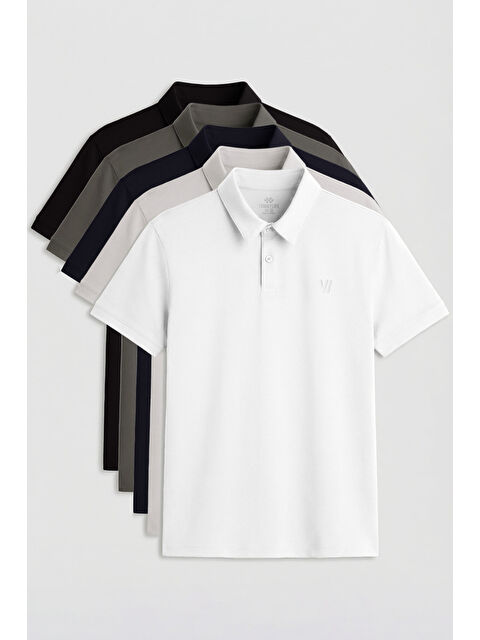 Tommylife Standart Fit Basic Polo Yaka 5'li Paket Erkek T-Shirt - 87768 - S000424702-23173