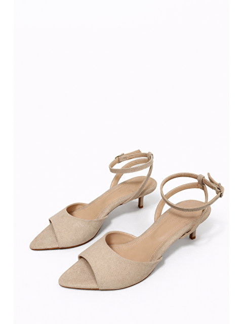 Straswans Noah Kadın Topuklu  Süet  Sandalet Bej