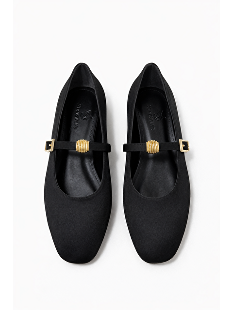 Straswans Libon Kadın Toka Detay Saten Babet Siyah