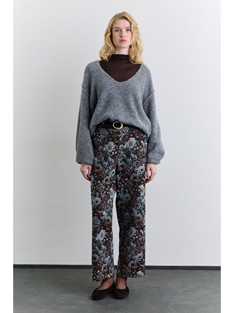 Manuka Jakarlı Desenli Pantolon Kahverengi - S000499153-19413