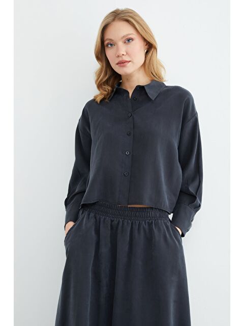 Fullamoda Basic Düğmeli Salaş Crop Gömlek - S000508314-33408