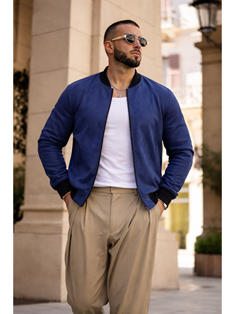 Comstar Erkek Trend Basic Günlük Premium Lacivert Nubuk Ceket