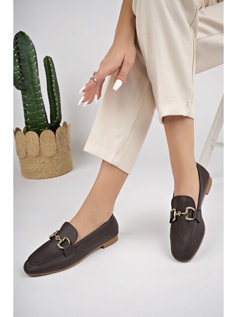 Muggo LİZA Metal Tokalı Kadın Loafer Günlük Ayakkabı - S000286592-19413
