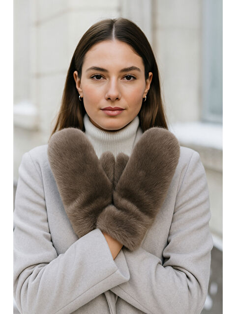 Luminos Butik Kadın Vizon Pelüş Eldiven ELD32 - S000464965-26429