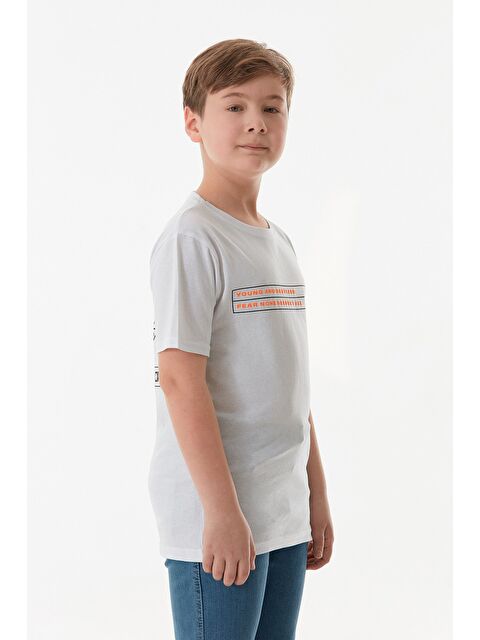 Fullamoda Önü Ve Arkası Yazı Baskılı Erkek Çocuk Tişört - S000421994-20063