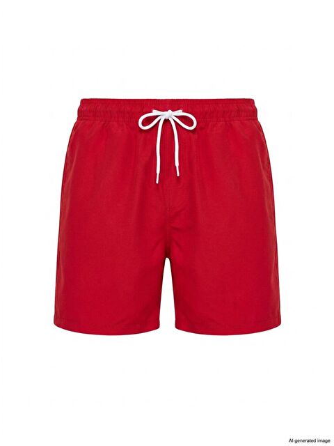 Jane's Erkek Deniz Şortu Fermuarlı Cepli File Astarlı - Kırmızı