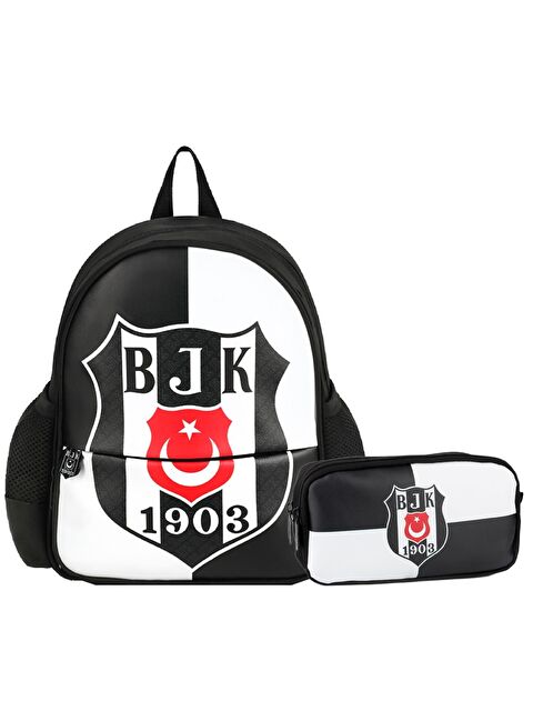 Beşiktaş 2 Bölmeli 1903 Logo Baskılı Suni Deri Anaokulu Çantası + Kalemlik - S000420865-19351