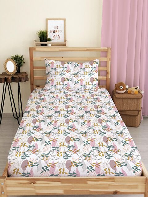 Evmila Yaprak Desenli Baskılı Tek Kişilik Lastikli Çarşaf Seti - S000123726-23173