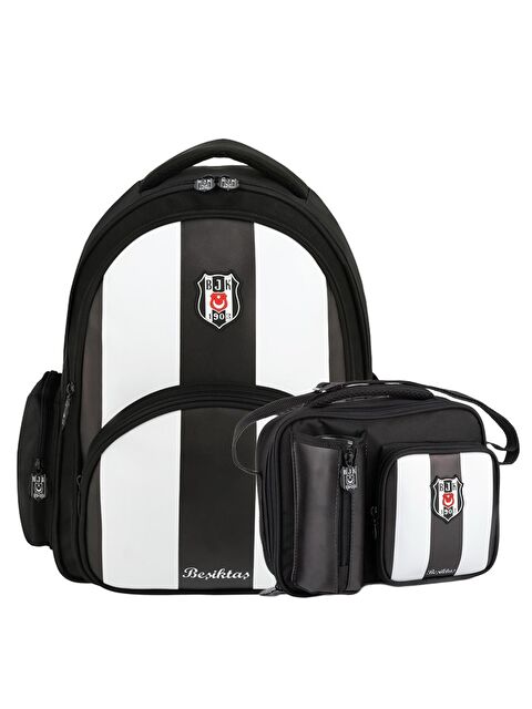 Beşiktaş 3 Bölmeli Çubuklu Suni Deri Okul Çantası + Beslenme Çantası - S000420868-19351